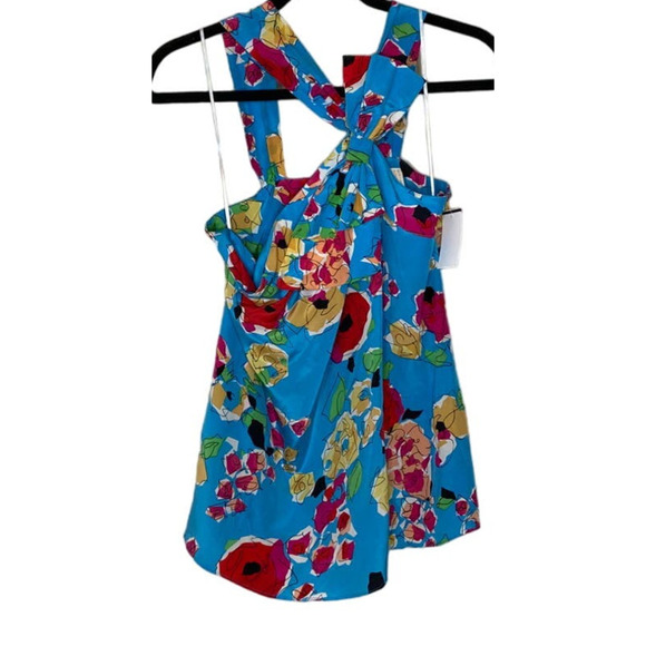 Yumi Kim 100% Silk Asymmetrical Cami Halter Bow Built In Bra Back Zip sz.S - Picture 3 of 16